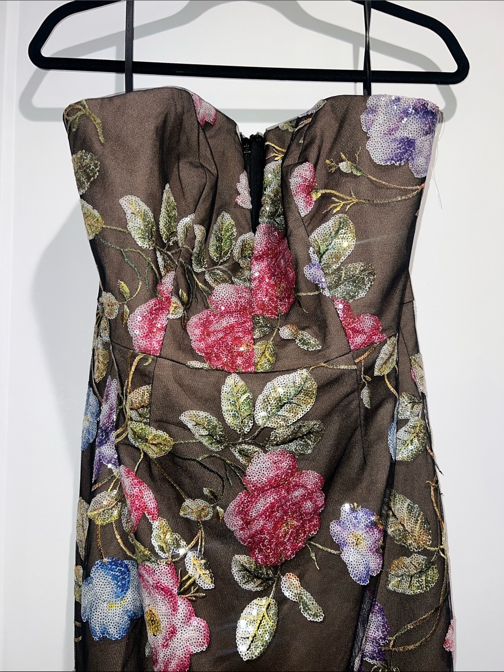 Dress the Population Fernanda Embroidered Floral Strapless Gown Size Large - Picture 7 of 13